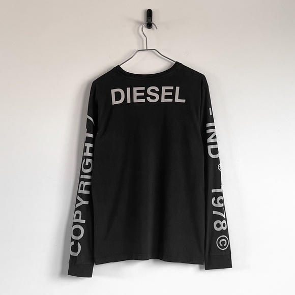 Super Rare Vintage Y2K Diesel Black Spellout Logo Long Sleeve Shirt - Picture 1 of 7